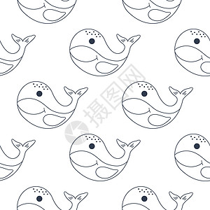 水下海鱼海洋鲸鱼无缝无缝模式矢量说明设计图片