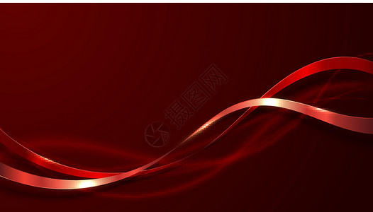 雅红隧摘要精雅 3D豪华奢侈红色彩色丝带波浪线装饰和斜度红背景闪光灯光插画