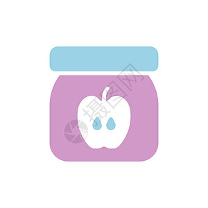 苹果泥配有苹果纯净向量图标的婴儿食物罐插图罐装瓶子孩子们饮食字形甜点玻璃营养水果设计图片