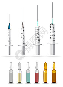 医疗液体一套注射器和聚氨酯 医疗和保健 病媒插画