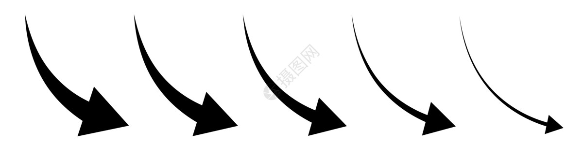 黑色向右箭头向下箭头 平面设计中的一组黑箭头 矢量图解插画
