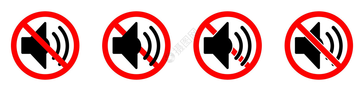 不要大声喧哗音量声音禁令图标 禁止大声喧哗 停止音量声音图标白色音乐说话圆形标签作品打扰高声红色插图设计图片