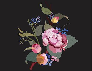 花朵绘画优雅的彩色古董设计背景图片