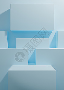 浅色 粉彩 淡蓝色 3D 渲染产品展示背景简单 最小 几何壁纸 带讲台支架 用于产品摄影或广告演示模板背景图片