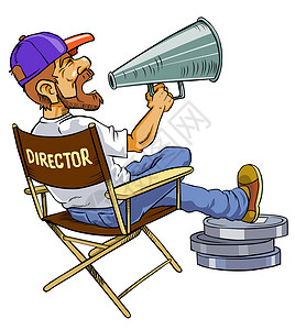 卡通制作电影导演卡通片制作人乐趣娱乐胡子制片人椅子男性技术喇叭背景