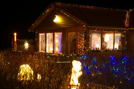 冰岛圣诞节装饰品照明卧舱展示材料夜景活动背景图片