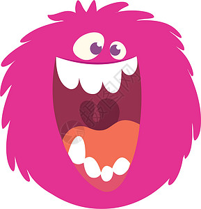 欢乐的粉红卡通怪物头大嘴笑 万圣节矢量插图高清图片