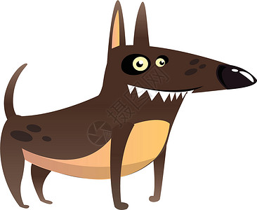杜宾猎犬卡通有趣的多伯曼宾舍插图微笑斗牛犬快乐漫画猎犬贴纸吉祥物宠物舌头夹子插画