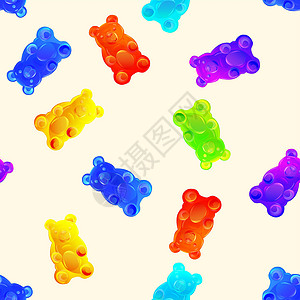 橡皮糖美味的多彩甜食熊无缝模式 亮丽的甜食质地 矢量现实的插图插画