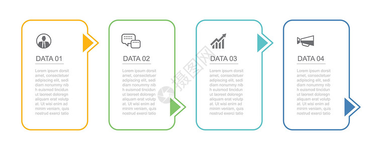 4折标签4个数据大纲信息图表标签索引模板 矢量插图抽象背景设计图片