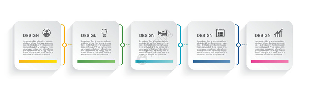 5个数据信息图广场制表板纸索引模板 矢量插图摘要背景菜单生长标签图表横幅按钮广告折纸日程正方形设计图片