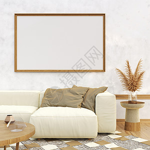 致高考海报在现代内地背景3D中用大沙发装上海报框背景