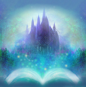 传说中的神奇世界 从书中诞生的童话城堡魔法紫色堡垒艺术品石头寓言建筑绿色小说王国背景图片