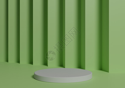 简单 最小 3D 显示产品显示时含有一个白色圆柱或立点在简易浅灰色绿背景上背景图片
