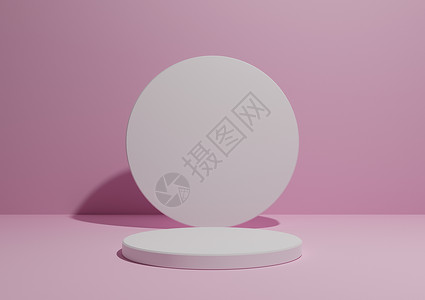 浅色 柔和 淡紫色粉红色 3D 渲染简单 最小的构图 带有一个圆柱形支架或讲台 用于产品展示或几何形状的广告 空白背景 带文本空背景图片