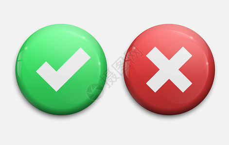 刻度线标记刻度线和交叉标志 绿色复选标记 OK 和红色 X 图标 隔离设计图片