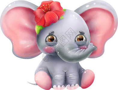 粉色英文字母G带花朵和字母字母的卡通可爱大象冰淇淋语言x光野生动物学校卡通片海报插图夹子帽子设计图片