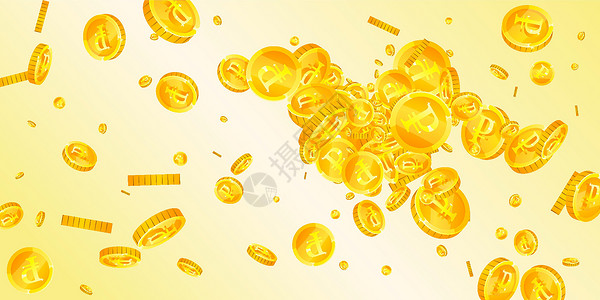 俄罗斯卢布硬币掉落 新鲜分散的 RUB 硬币 俄罗斯的钱 优雅的头奖 财富或成功的概念 矢量图背景图片
