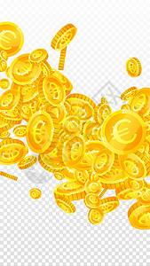 欧盟欧元硬币下降 现代分散的欧元硬币 欧洲的钱 积极的头奖 财富或成功的概念 矢量图背景图片