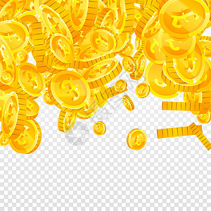 落下的金币英镑硬币落下 欣喜若狂的散落的英镑硬币 英国的钱 光芒四射的大奖 财富或成功的概念 矢量图插画