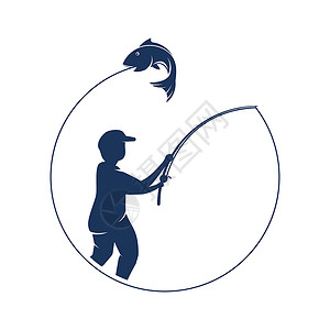 跳上湖捕捞标识矢量食物动物爱好野生动物垂钓者鱼钩徽章荒野海鲜海洋插画