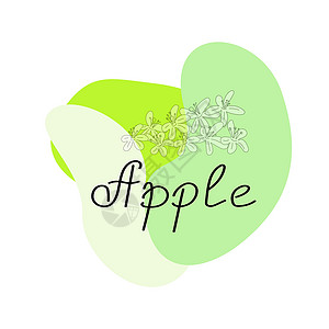 含有鲜花和字母缩写苹果的绿色抽象形状 矢量插图背景图片