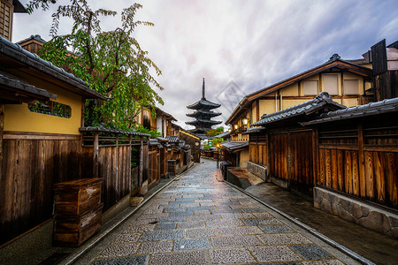 三年坂日本京都和Sannen Zaka街街道旅行神社建筑建筑学神道寺庙文化地标旅游背景