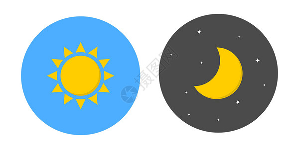 日夜图标符号集圆圈天空气候月亮月光季节蓝色阳光晴天天文学背景图片