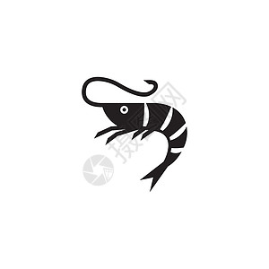 野生海鲜虾虾图标插图贝类菜单食物餐厅美食小吃午餐野生动物标识插画