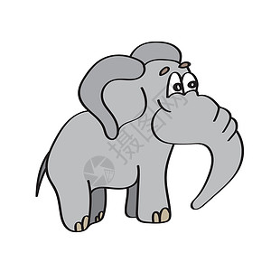 矢量卡通大象可爱的卡通大象 用简单手画风格绘制矢量插图背景