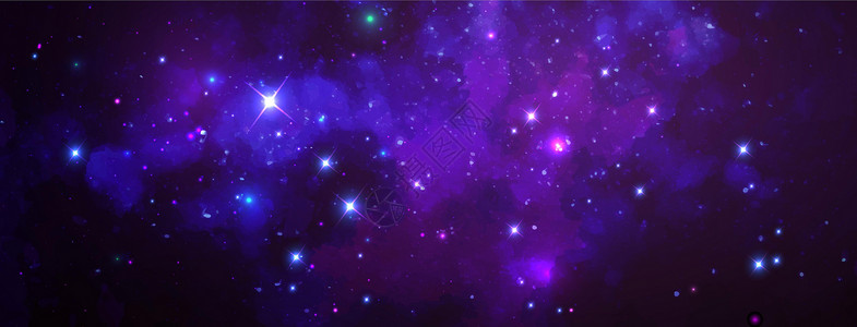 矢量宇宙插画 美丽多彩的空间背景 水彩宇宙星际插图辉光天文学行星世界蓝色星系勘探太空背景图片