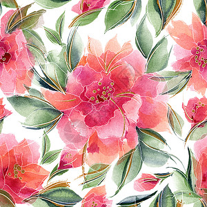 粉粉花的无缝模式 鲜香玫瑰花植物棉布纺织品玫瑰手绘印花日工包装纸植物学花园背景图片
