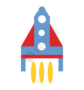 卡通烟雾具有卡通风格的太空飞船火箭图标 玩具火箭上升 烟雾喷射设计图片