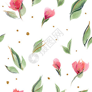 粉红花朵无缝模式 有微妙的玫瑰花芽印花布玫瑰植物学墙纸印花纺织品棉布植物花园插图背景图片