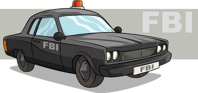 警车卡通装有红色闪光灯的卡通黑色联邦调查局警车设计图片