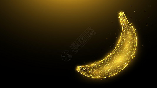 底妆形象暗底香蕉的多角矢量说明 水果以低多边风格显示插画
