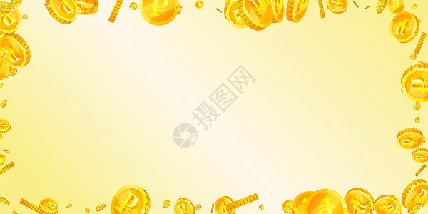 俄罗斯卢布硬币掉落 不可磨灭的散落 RUB 硬币 俄罗斯的钱 独特的头奖 财富或成功概念 矢量图背景图片
