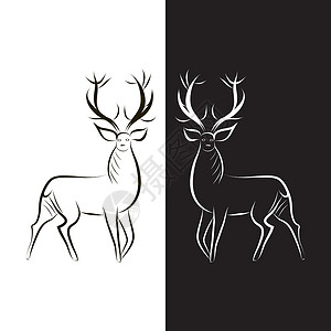 鱼狮尾黑白两种黑白成分 有两头鹿的轮廓设计图片
