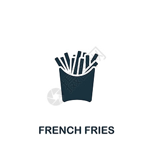 炒饼设计素材法语薯条图标 用于模板 网络设计和信息图的单色简单图标插画