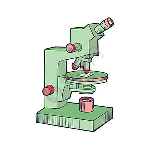 显微镜卡通等距设计 实验室和科学 研究和显微镜分离 生物显微镜 实验室设备 科学教育仪器矢量图背景图片