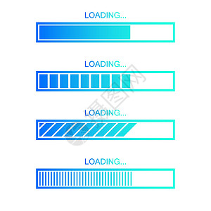 矢量进度加载条套装 进程指标白色互联网速度技术界面时间下载适应症蓝色插图背景图片