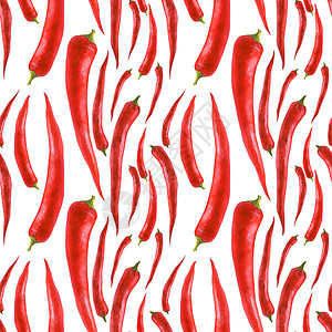 水彩植物插图 红热辣椒背景图片