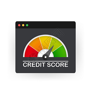 评分榜详细说明一个带指针的信用记分表贷款测量文档绿色速度历史仪表商业展示插图设计图片