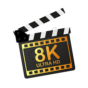 8k高清现代电影全Hd 8k 为任何目的设计得很好 技术电影工业标志 矢量图解插画