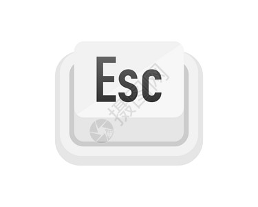退出Esc white 3D 按钮在白色背景上 计算机粒子键盘 矢量插图设计图片