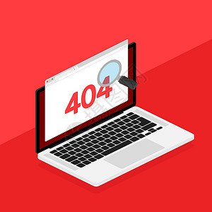在红色背景中找不到404个错误页面 矢量插图白色警报互联网技术服务电脑飞碟失败网站工作断开高清图片素材