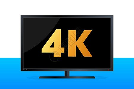 4k显示器视频4k 超长 2k 夸德 1080整齐和720千分维监视器质量标签金子四驱徽章屏幕电影广播展示插画