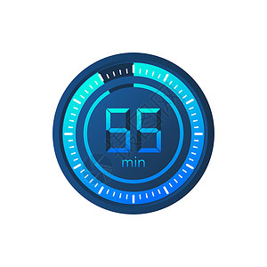 时间显示55 分钟 秒表矢量图标 在白色背景上的平面样式的秒表图标 矢量库存插图手表绿色小时数字警报测量蓝色速度拨号圆形插画
