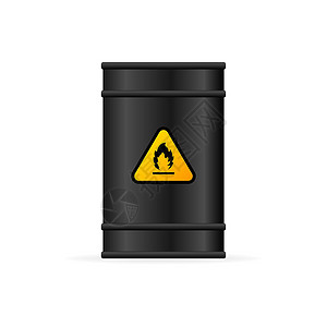 有毒标志白色背景上带易燃标志的桶装插管说明 矢量示意图设计图片