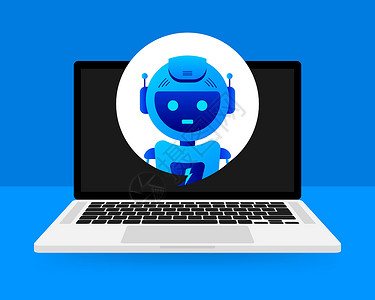 BotChatbot 图标概念 聊天bot或Shadbot 网站或移动应用程序的机器人虚拟协助 矢量插图技术界面短信网络智力信使演讲顾插画